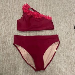 Summersalt Fuscia Ruffle Fringe Bikini Set